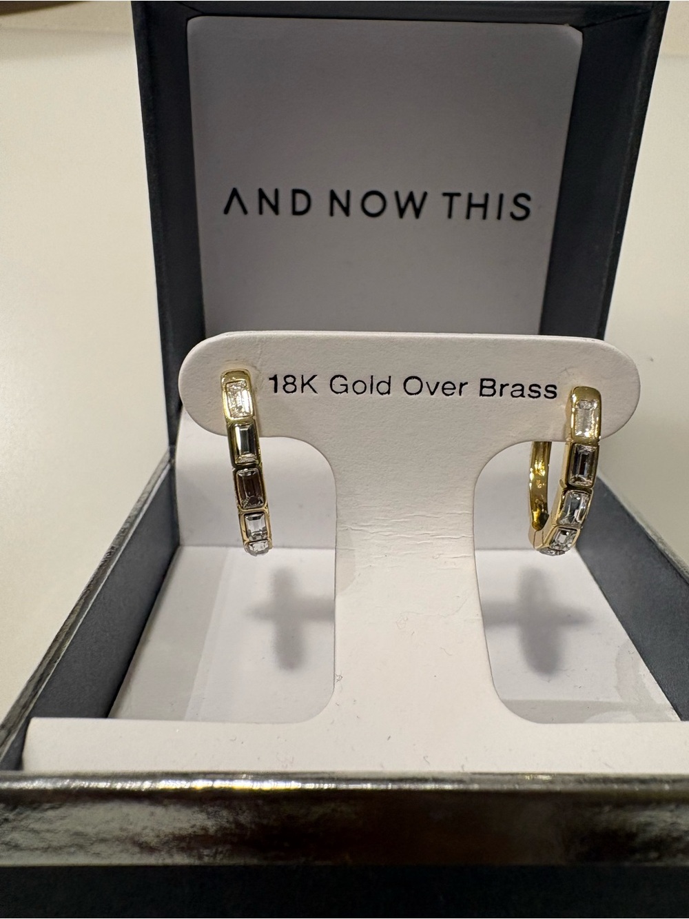 And Now This Gold Crystal-Accented Hoop Earrings - Gold